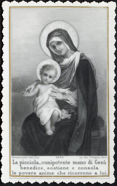 Andachtsbild: Jesus als Kind in den Armen seiner Mutter Maria (Stich) von Anonymous Anonymous