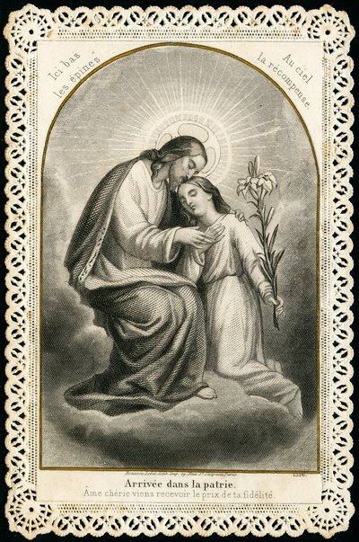 Andachtsbild: Jesus empfängt die Seelen der Gläubigen (Gravur) von Anonymous Anonymous