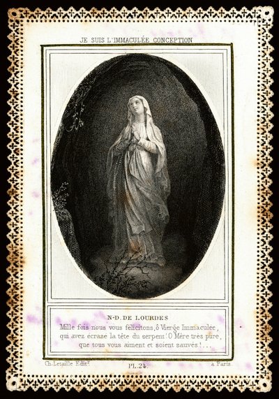 Andachtsbild: Notre Dame de Lourdes. Karte. 19. Jahrhundert. Private Sammlung von Anonymous Anonymous