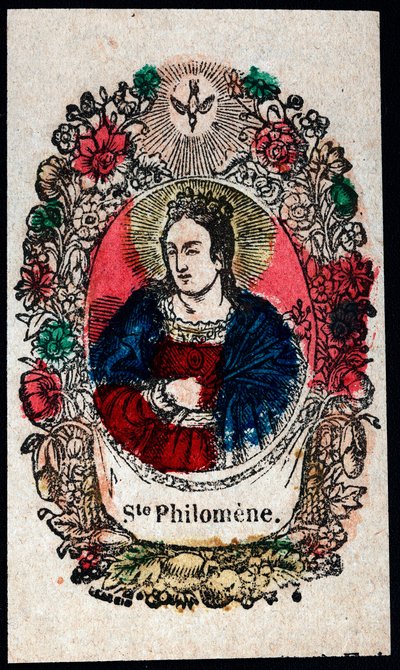 Frommes Bild: Heilige Philomena. Gravur des 19. Jahrhunderts. Privatsammlung von Anonymous Anonymous