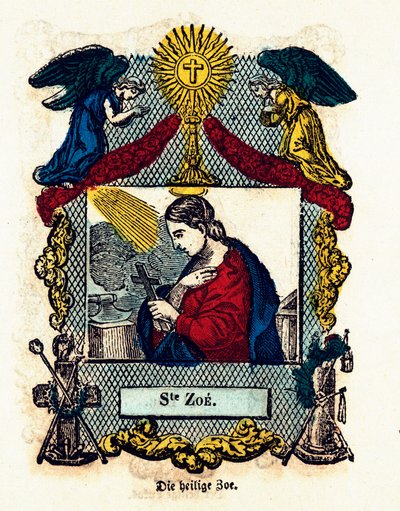 Andachtsbild: Heilige Zoe. Gravur des 19. Jahrhunderts. Private Sammlung von Anonymous Anonymous