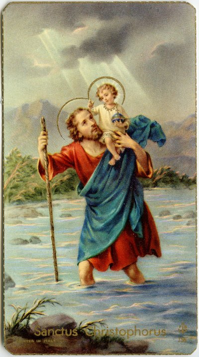 St. Christophorus überquert den Jordan mit dem jungen Jesus auf dem Rücken von Anonymous Anonymous