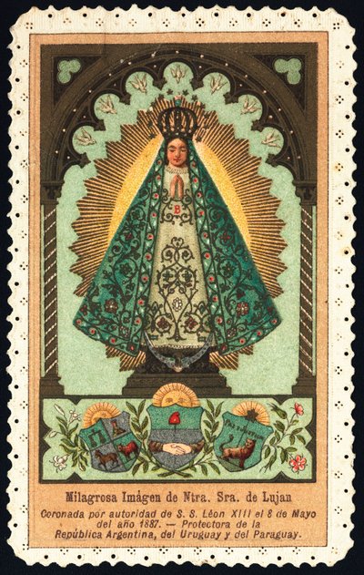 Andachtsbild: Darstellung von Nuestra Señora von Luján, Schutzpatronin von Argentinien, Paraguay und Uruguay von Anonymous Anonymous