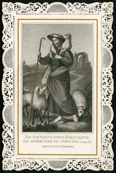Andachtsbild: Der gute Hirte (Gravur) von Anonymous Anonymous
