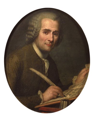 Porträt von Jean-Jacques Rousseau, der ein Musikstück schreibt von Anonymous Anonymous