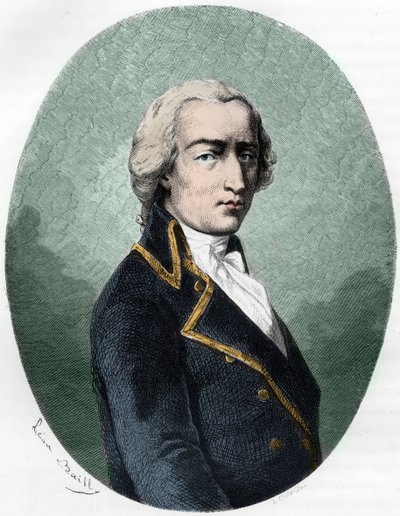 Porträt von ARMAND LOUIS von GONTAUT BIRON, Herzog von Lauzun, französischer Soldat - Porträt von Armand-Louis de Gontaut Biron Herzog von Lauzun (Biron-Lauzun) (1758-1793) - Gravur von 1863 in „Le Livre Rouge - Histoire De L