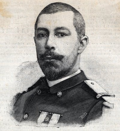 Porträt von Antoine Mizon (1853-1899), französischer Entdecker in Afrika. Gravur in "Le Petit Parisien" von Anonymous Anonymous