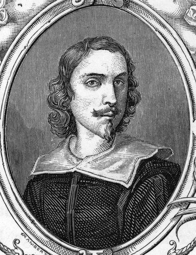 Porträt von Francesco Albani (1578-1660), genannt der Albaner, italienischer Maler. Gravur von 1859 in „Die Galerien Europas - Italien“ von Armengaud. Private Sammlung von Anonymous Anonymous