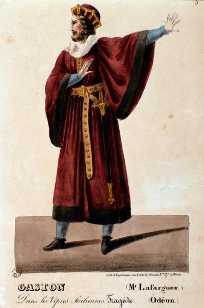 Porträt von Gaston, interpretiert von Lafargues in Die sizilianische Vesper (I vespri siciliani), Oper von Giuseppe Verdi von Anonymous Anonymous