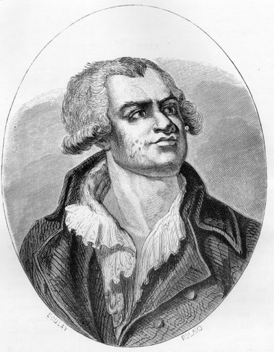 Porträt von Georges Danton (1759 - 1794) Redner und Politiker - Gravur von 1863 in „Das Rote Buch - Geschichte des Schafotts in Frankreich“ von Dupray de La Maherie. Private Sammlung von Anonymous Anonymous