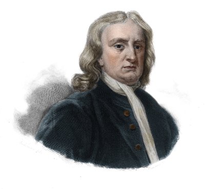 Porträt von Isaac Newton (1642-1727), Philosoph und Mathematiker in „Portraits et histoire des hommes utile: hommes et femmes de tous pays et de tous conditions, qui acquis des droits à la reconnaissance des hommes“. von Anonymous Anonymous