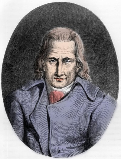 Porträt von Jacques Cazotte, französischer Autor - Porträt von Jacques Cazotte (1719-1792) - Gravur von 1863 in „Le Livre Rouge - Histoire De L