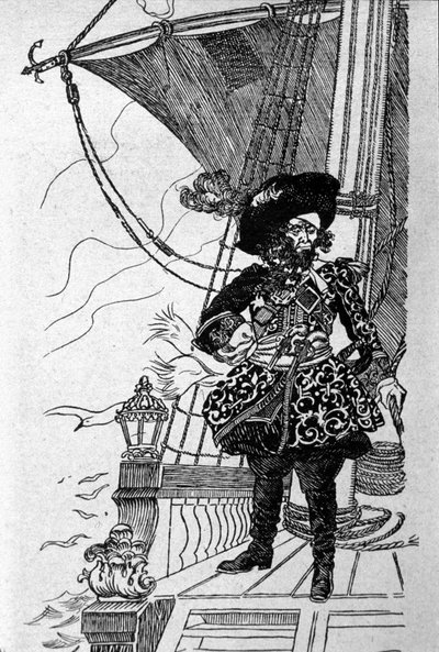 Porträt eines Piraten auf dem Deck seines Schiffes von Anonymous Anonymous