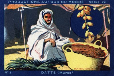 Produktionen rund um die Welt: Datteln in Marokko. Chromolithografie von 1933 im „Album Joseph-Milliat“. von Anonymous Anonymous