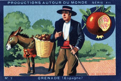 Produktionen rund um die Welt: Granada in Spanien. Chromolithographie von 1933 in "Joseph-Milliat Album" von Anonymous Anonymous