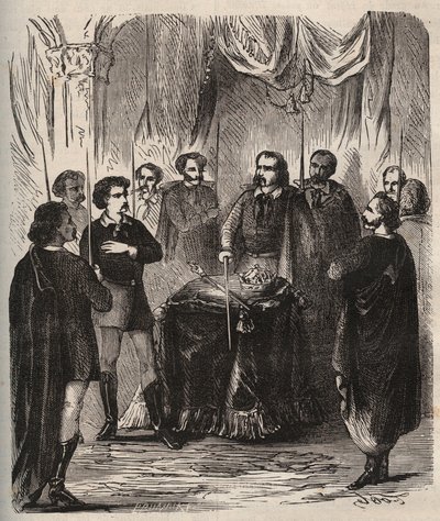Empfang eines Illuminaten (geheime Gesellschaft) - Illuminaten von Bayern - Gravur von 1879 in Histoire des sociétés secrètes, politiques et religieuses von Pierre Zaccone (1817-1895) von Anonymous Anonymous