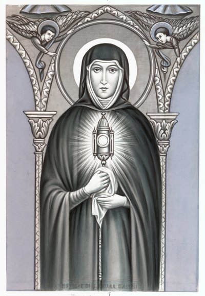 Darstellung der Heiligen Klara von Assisi (ca. 1192-1253), Gründerin des Klarissenordens. Anfang des 20. Jahrhunderts von Anonymous Anonymous