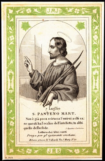 Darstellung des heiligen Panthene von Alexandria. Andachtsbild. Postkarte. Anfang des 20. Jahrhunderts. Private Sammlung von Anonymous Anonymous