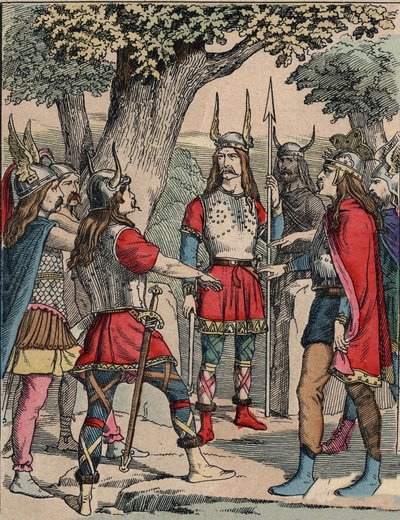 Darstellung von Vercingetorix (ca. 80-46 v. Chr.) Krieger und gallischer Anführer des Arvernerstammes, der von seinem Volk ausgewählt wurde, um den Krieg gegen die Römer zu führen von Anonymous Anonymous