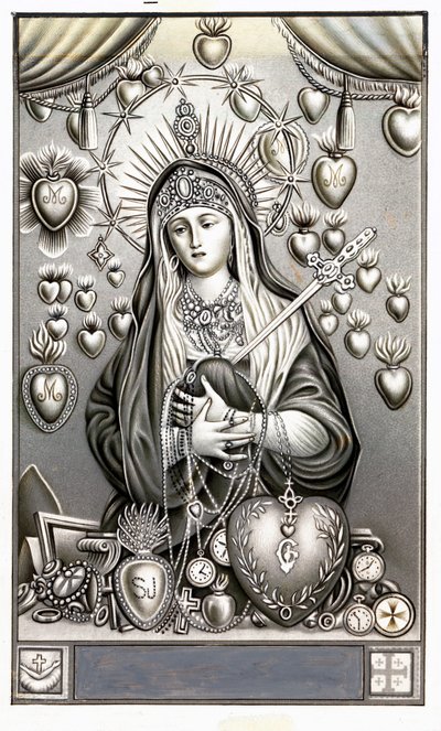 Darstellung der Schmerzensmutter, Mater Dolorosa. Andachtsbild. Anfang des 20. Jahrhunderts. Private Sammlung von Anonymous Anonymous