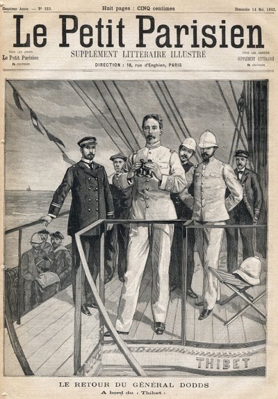 Rückkehr von General Alfred Dodds (1842-1922) von der Dahomey-Expedition an Bord der Thibet. In der Zeitung „Le Petit Parisien“ am 14.05.1893 von Anonymous Anonymous