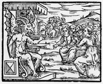 Satan spricht zu Zauberern - „Compendium Maleficarum“, behandelt Hexen, ihre Bosheit und ihre Zauberei von Francesco Maria Guazzo oder Guaccio oder Guaccius (15?? -16??) 1608 Private Sammlung von Anonymous Anonymous