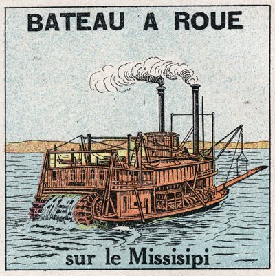 Schiffe und Schiffe: Raddampfer auf dem Mississippi. Anonyme Illustration von 1925. Private Sammlung. von Anonymous Anonymous