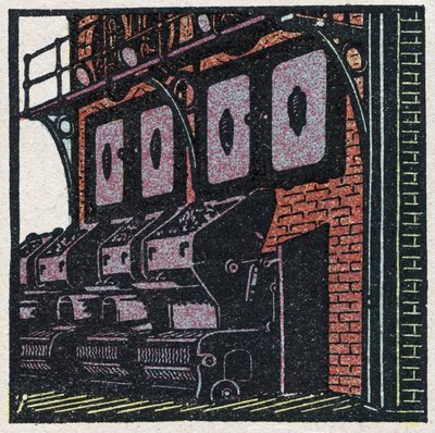 Dampferzeuger: Kesselbatterie. Anonyme Illustration von 1925. Private Sammlung. von Anonymous Anonymous
