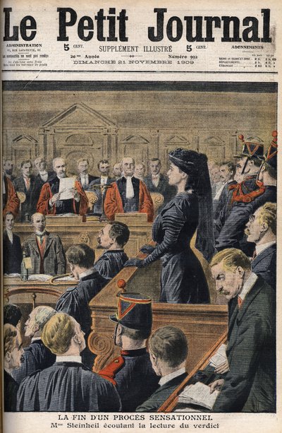 Steinheil-Fall: Marguerite Steinheil (1869-1954) hört die Urteilsverkündung - Le Petit Journal, November 1909 von Anonymous Anonymous