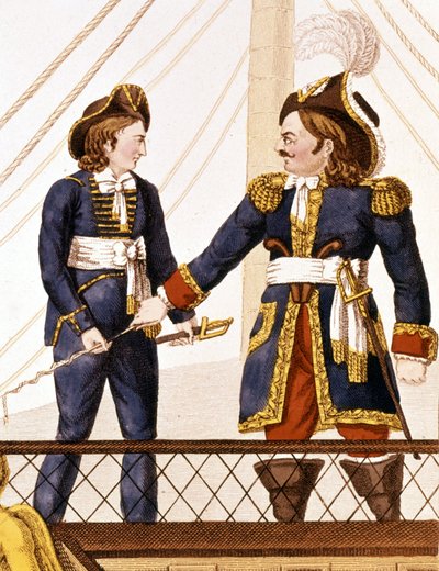 Surcouf an Bord seines Bootes Emile. Populärer Stich, frühes 19. Jahrhundert, Paris von Anonymous Anonymous