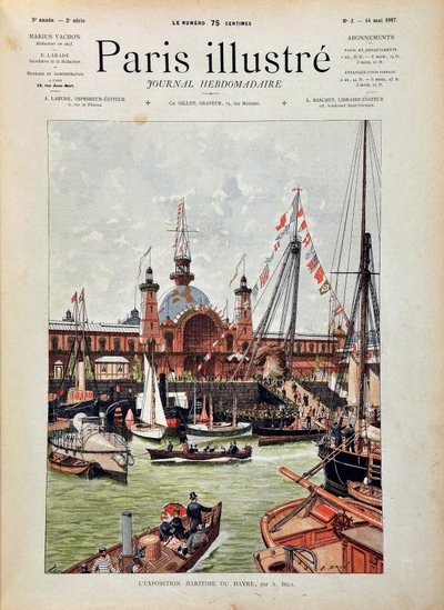 DIE INTERNATIONALE MARINEAUSSTELLUNG VON LE HAVRE 1887. Gravur von 1887 im „Paris-Illustrous journal weekly“. von Anonymous Anonymous