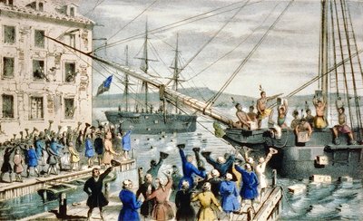 Die Boston Tea Party: Zerstörung des Tees im Hafen von Boston von Anonymous Anonymous