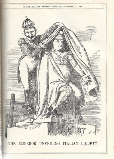 Der Kaiser enthüllt die italienische Freiheit. Aus der Zeitschrift Punch von Anonymous Anonymous