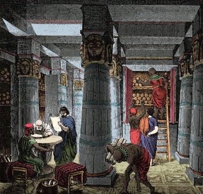 Die Bibliothek von Alexandria - Ansicht des Inneren der Bibliothek von Alexandria in Ägypten von Anonymous Anonymous