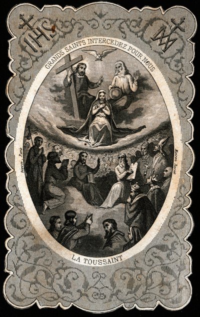 Die Jungfrau Maria mit der Heiligen Dreifaltigkeit (Gott, Jesus Christus und die Taube des Heiligen Geistes). 19. Jahrhundert von Anonymous Anonymous