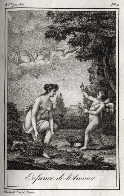 Die Kindheit der Liebe. Gravur von 1819 in „Lettres à Emilie sur la mythologie“ von Charles Albert Demoustier (1760-1801). Private Sammlung. von Anonymous Anonymous