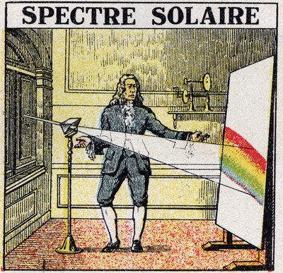 Die Farben: Sonnenspektrum, untersucht von Isaac Newton (1642-1727). Anonyme Illustration von 1925. Private Sammlung. von Anonymous Anonymous