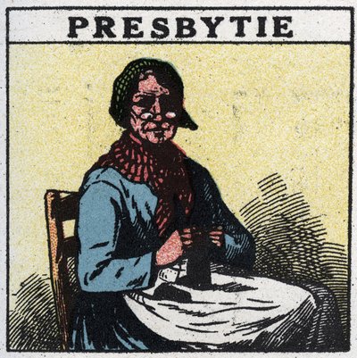 Das Auge: Person mit Presbyopie. Anonyme Illustration von 1925. Private Sammlung von Anonymous Anonymous
