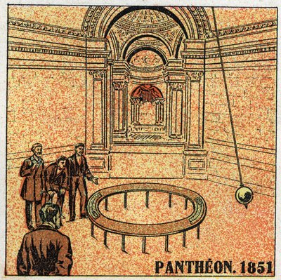 Das Pendel: Experiment von Léon Foucault (1819-1868) im Pantheon im Jahr 1851, das die Rotation der Erde demonstriert. Anonyme Illustration von 1925. Private Sammlung. von Anonymous Anonymous