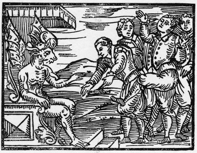 Die Hexen huldigen dem Teufel - „Compendium Maleficarum“, behandelt Hexen, ihre Bosheit und ihre Zauberei von Francesco Maria Guazzo (1608) Private Sammlung von Anonymous Anonymous