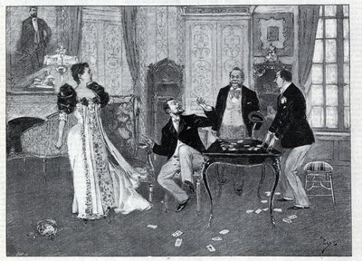 Theateraufführung: „Das System Ribadier“, Vaudeville von Georges Feydeau (1862-1921) und Maurice Hennequin (1863-1926) im Théâtre du Palais-Royal in Paris. Gravur in „Le monde illustré“ von 1892. Private Sammlung. von Anonymous Anonymous