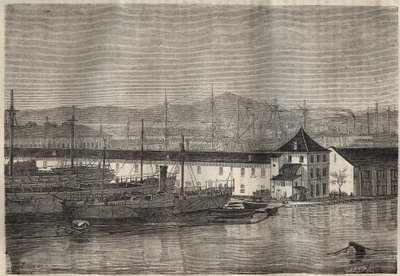 Das Toulon-Bagne im 19. Jahrhundert. Gravur in „Histoire des bagnes depuis leur création à nos jours“ (1877) von Pierre Zaccone (1817-1895). Private Sammlung. von Anonymous Anonymous