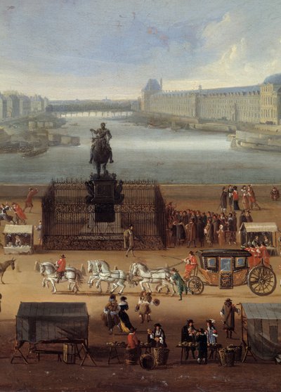Verkehr auf der Pont Neuf in Paris im 17. Jahrhundert (Detail). Anonymes Gemälde von Anonymous Anonymous