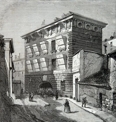 Ansicht des ehemaligen Gefängnisses La Force, Rue du Roi de Sicile in Paris im 19. Jahrhundert, Gravur, Private Sammlung von Anonymous Anonymous
