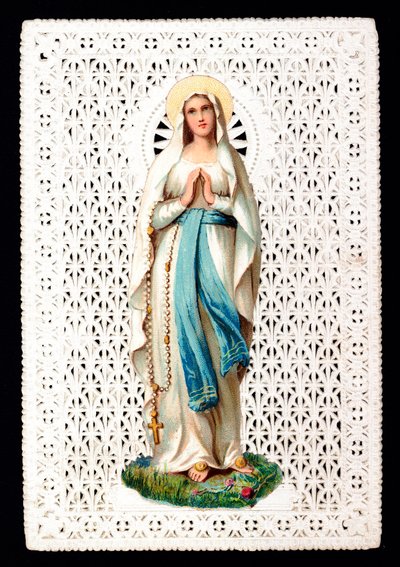 Jungfrau Maria Frommes Bild. Scherenschnitt-Chromolithographie. von Anonymous Anonymous