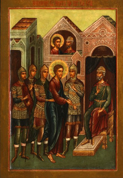 Christus vor Pilatus, frühes 20. Jahrhundert von Anonymous Russian icon painter