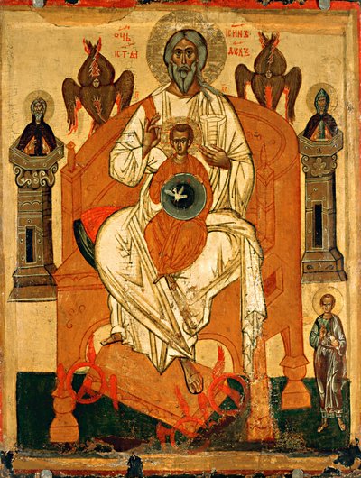 Dreifaltigkeit mit den Heiligen von Anonymous Russian icon painter