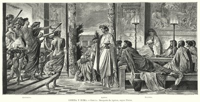Bankett des Agathon, Antikes Griechenland, nach Platon von Anselm Feuerbach