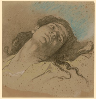 Weiblicher Studienkopf, zurückgelehnt, mit aufgelöstem Haar von Anselm Feuerbach