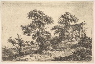 Ein Cottage auf einem Hügel von Anthonie Waterloo